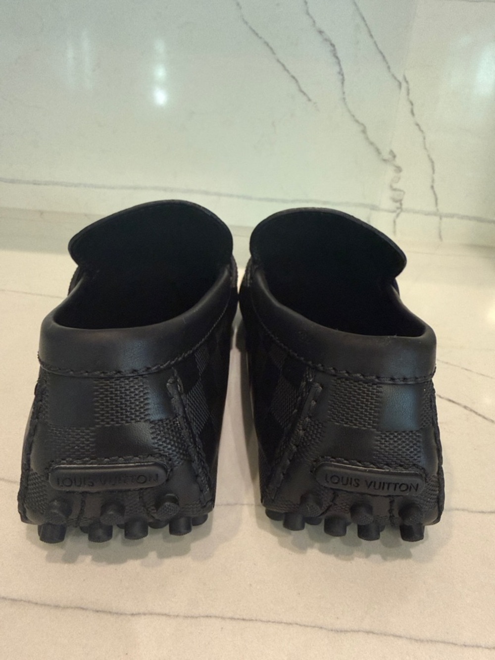 Louis Vuitton Black Men's Checkerboard Slip-On Loafers - Picture 5 of 9